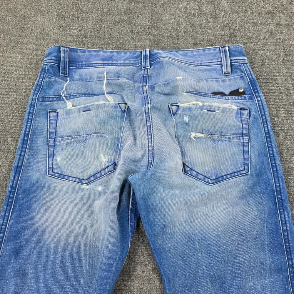 Diesel Darron 0811V Jeans Mens 29x30 Slim Tapered Distressed Light‎ Wash Denim